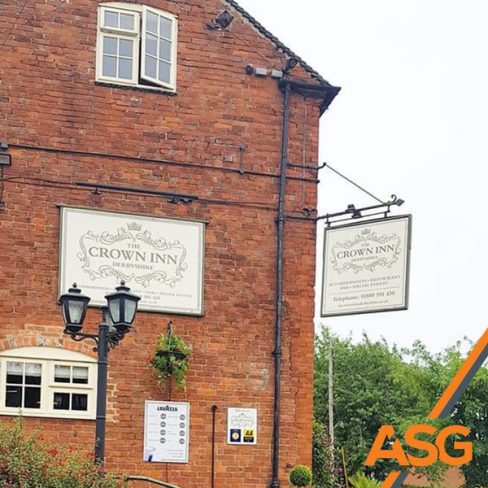 Exterior signage at The Crown Inn, Derbyshire, installed and printed by Acres Signs and Graphics