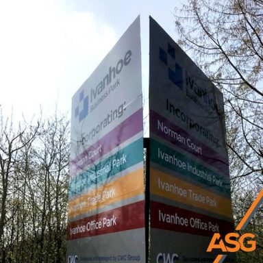 Large metal signage for Business park printed and installed by Acres Sign and Graphics