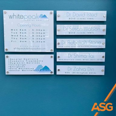 External mounted signage for White Peak Dental Practice in Ashbourne by Acres Signs and Graphics