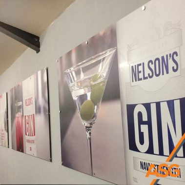 Internal wall graphics for Nelson's Gin printed and mounted by Acres Signs and Graphics