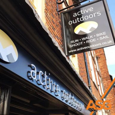 Built up lettering for Active Outdoors in Derbyshire - installed and manufacturing by Acres Signs and Graphics