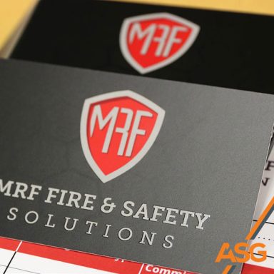 Printed business cards for MRF Fire Safety by Acres Signs and Graphics