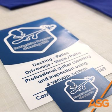 Printed Business cards and posters for Derbyshire Pressure Cleaning by Acres Signs and Graphics