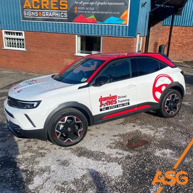 Simple but effective vehicle livery for Damien Jones Driver Training by Acres Signs and Graphics