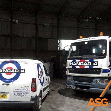 Lorry and van for Hanger 4 - wrapped by Acres Signs and Graphics