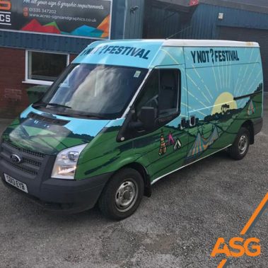 Y'Not Festival fully wrapped transit van by Acres Signs and Graphics