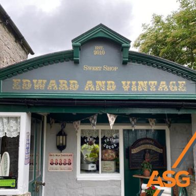 Edward and Vintage Sweet Shop signage