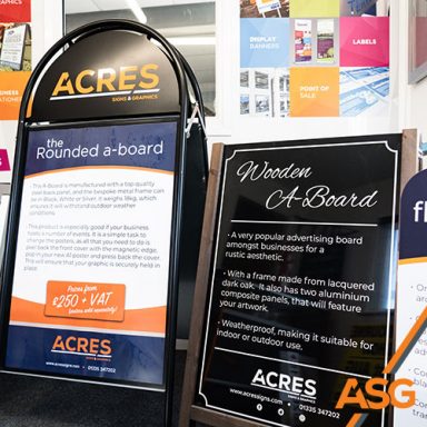 Two types of Aboard that Acres Signs and Graphics can print, manufacture and deliver
