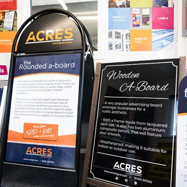 Two types of Aboard that Acres Signs and Graphics can print, manufacture and deliver